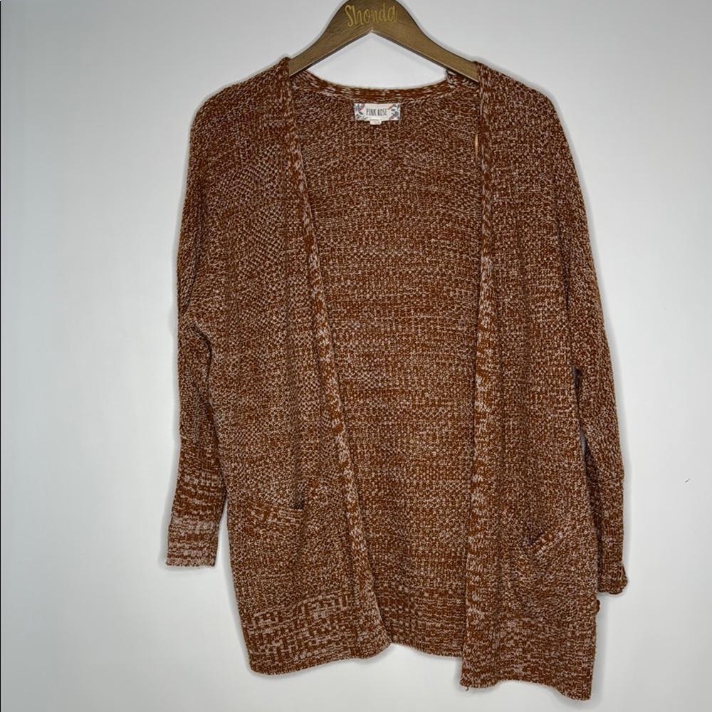 Pink Rose Burnt Orange Knit Cardigan